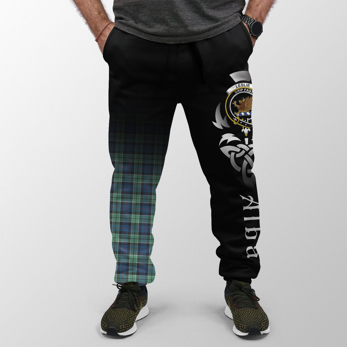 Leslie Hunting Ancient Tartan Crest Jogger Sweatpants - Alba Celtic Style