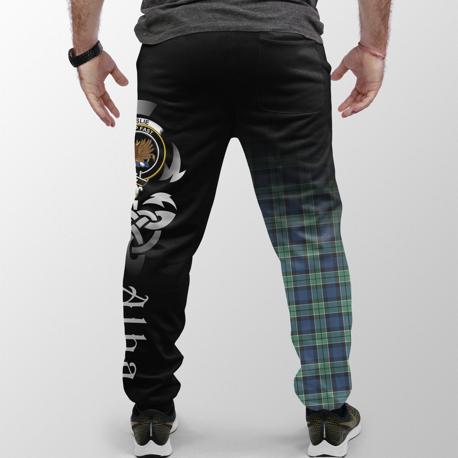 Leslie Hunting Ancient Tartan Crest Jogger Sweatpants - Alba Celtic Style