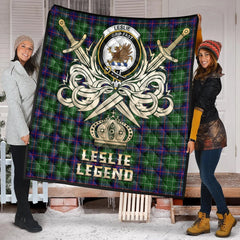 Leslie Hunting Tartan Crest Legend Gold Royal Premium Quilt
