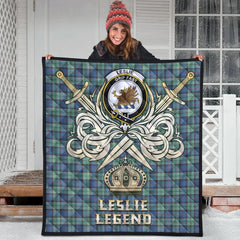 Leslie Hunting Ancient Tartan Crest Legend Gold Royal Premium Quilt