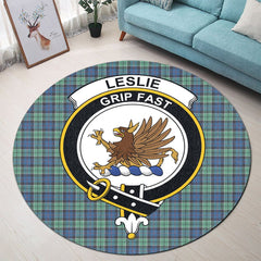 Leslie Hunting Ancient Tartan Crest Round Rug