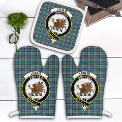 Leslie Hunting Ancient Tartan Crest Oven Mitt And Pot Holder (2 Oven Mitts + 1 Pot Holder)