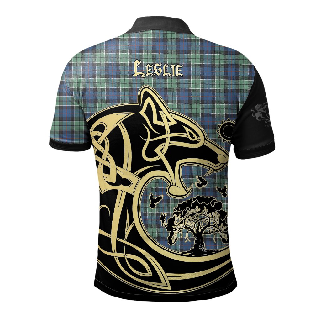 Leslie Hunting Ancient Tartan Polo Shirt Viking Wolf