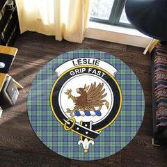 Leslie Hunting Ancient Tartan Crest Round Rug