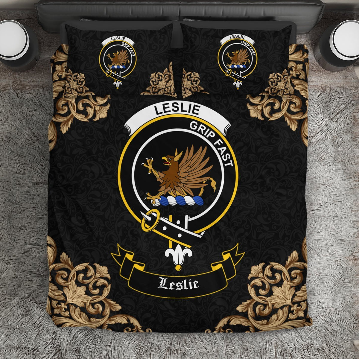 Leslie (Earl of Rothes) Crest Black Bedding Set