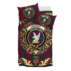 Lindsay 01 Tartan Crest Bedding Set - Golden Thistle Style