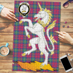 Lindsay Ancient Tartan Crest Unicorn Scotland Jigsaw Puzzles