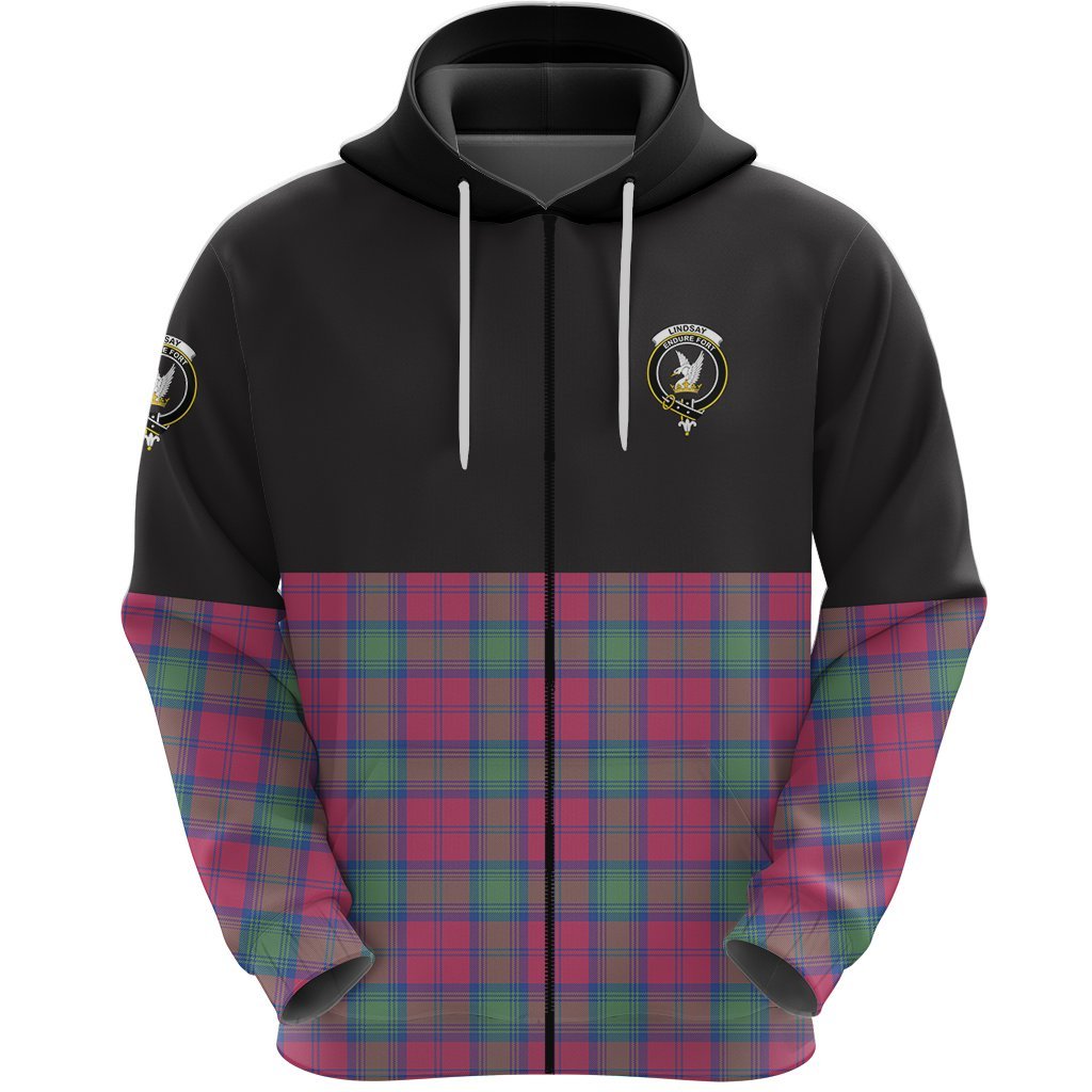 Lindsay Ancient Clan Half Of Tartan Zipper Hoodie