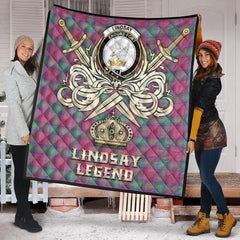 Lindsay Ancient Tartan Crest Legend Gold Royal Premium Quilt