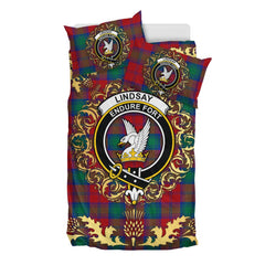 Lindsay Modern Tartan Crest Bedding Set - Golden Thistle Style