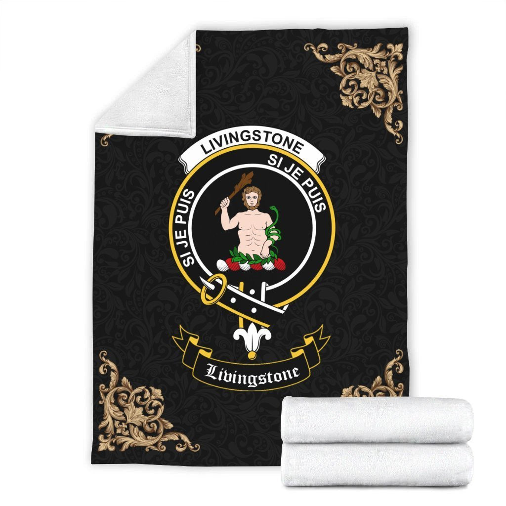 Livingstone Crest Tartan Premium Blanket Black