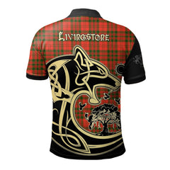 Livingstone Modern Tartan Polo Shirt Viking Wolf