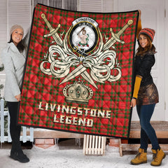 Livingstone Modern Tartan Crest Legend Gold Royal Premium Quilt