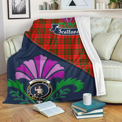 Livingstone Tartan Crest Premium Blanket - Thistle Style