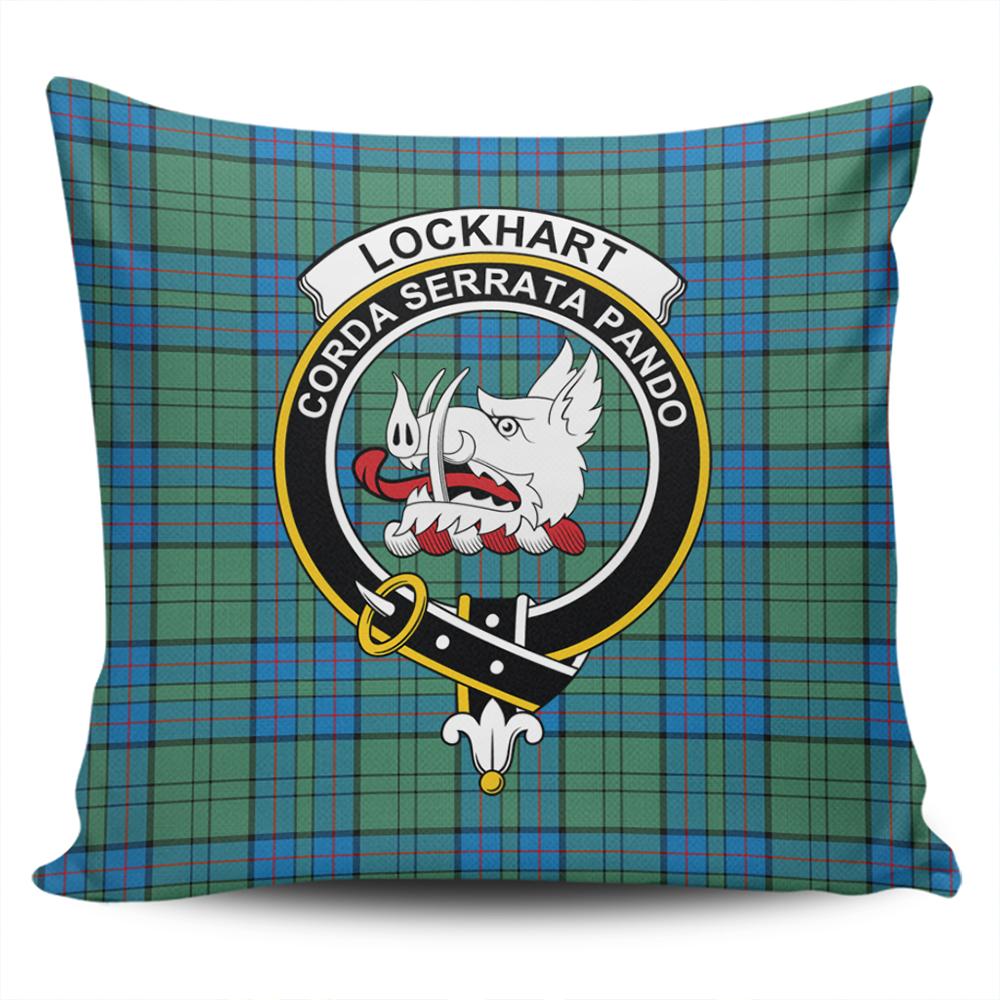 Scottish Lockhart Modern Tartan Crest Pillow Cover - Tartan Cushion Cover