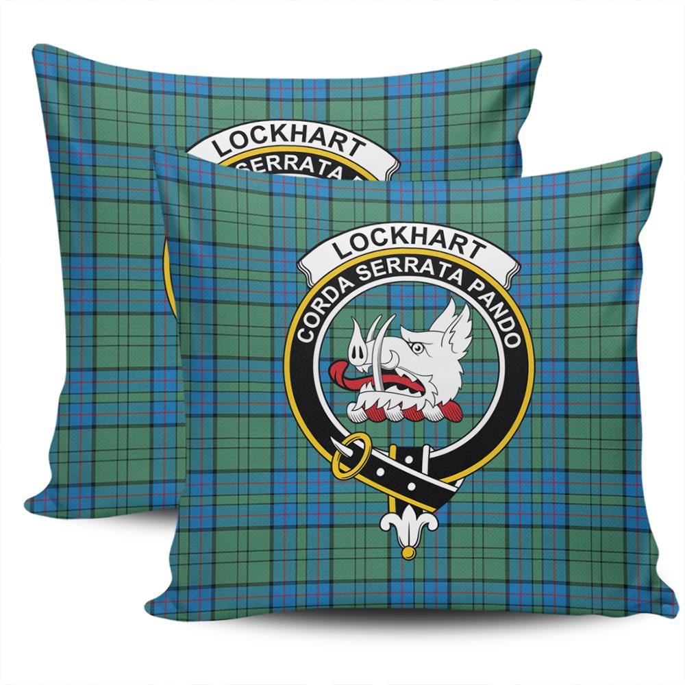 Scottish Lockhart Modern Tartan Crest Pillow Cover - Tartan Cushion Cover