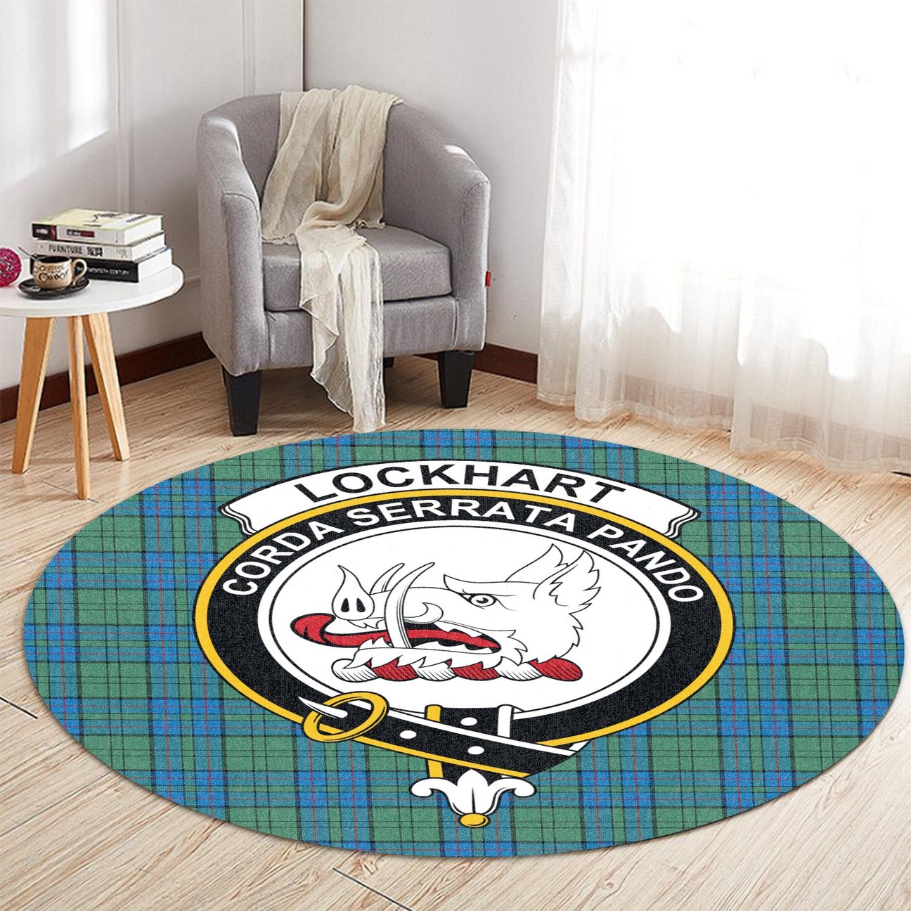 Lockhart Tartan Crest Round Rug