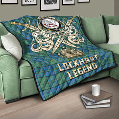 Lockhart Tartan Crest Legend Gold Royal Premium Quilt
