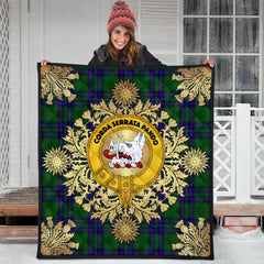 Lockhart Modern Tartan Crest Premium Quilt - Gold Thistle Style