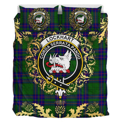 Lockhart Modern Tartan Crest Bedding Set - Golden Thistle Style