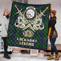 Lockhart Modern Tartan Crest Legend Gold Royal Premium Quilt