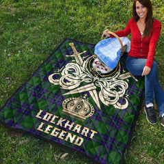 Lockhart Modern Tartan Crest Legend Gold Royal Premium Quilt