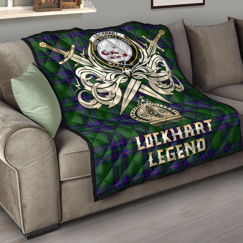 Lockhart Modern Tartan Crest Legend Gold Royal Premium Quilt