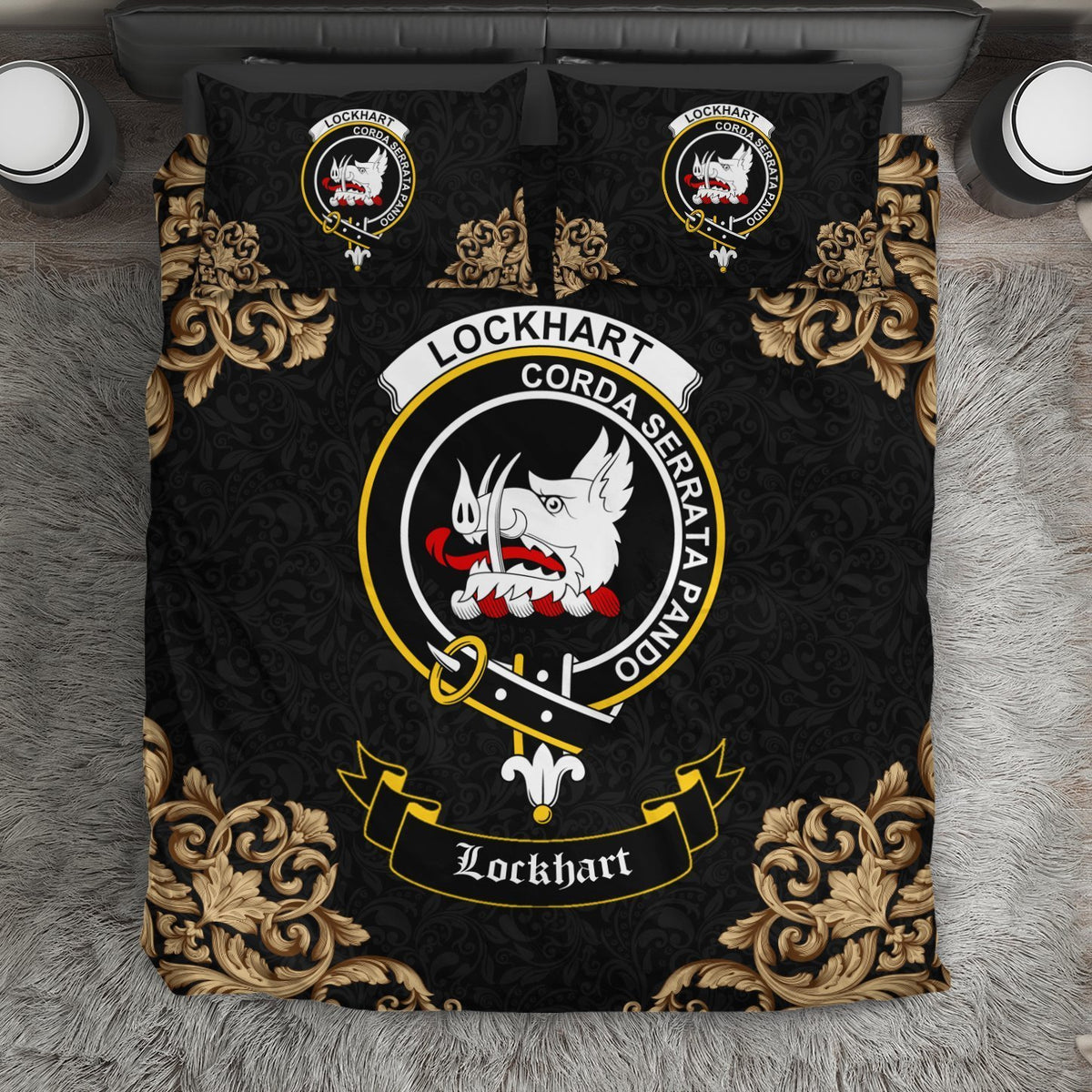 Lockhart Crest Black Bedding Set