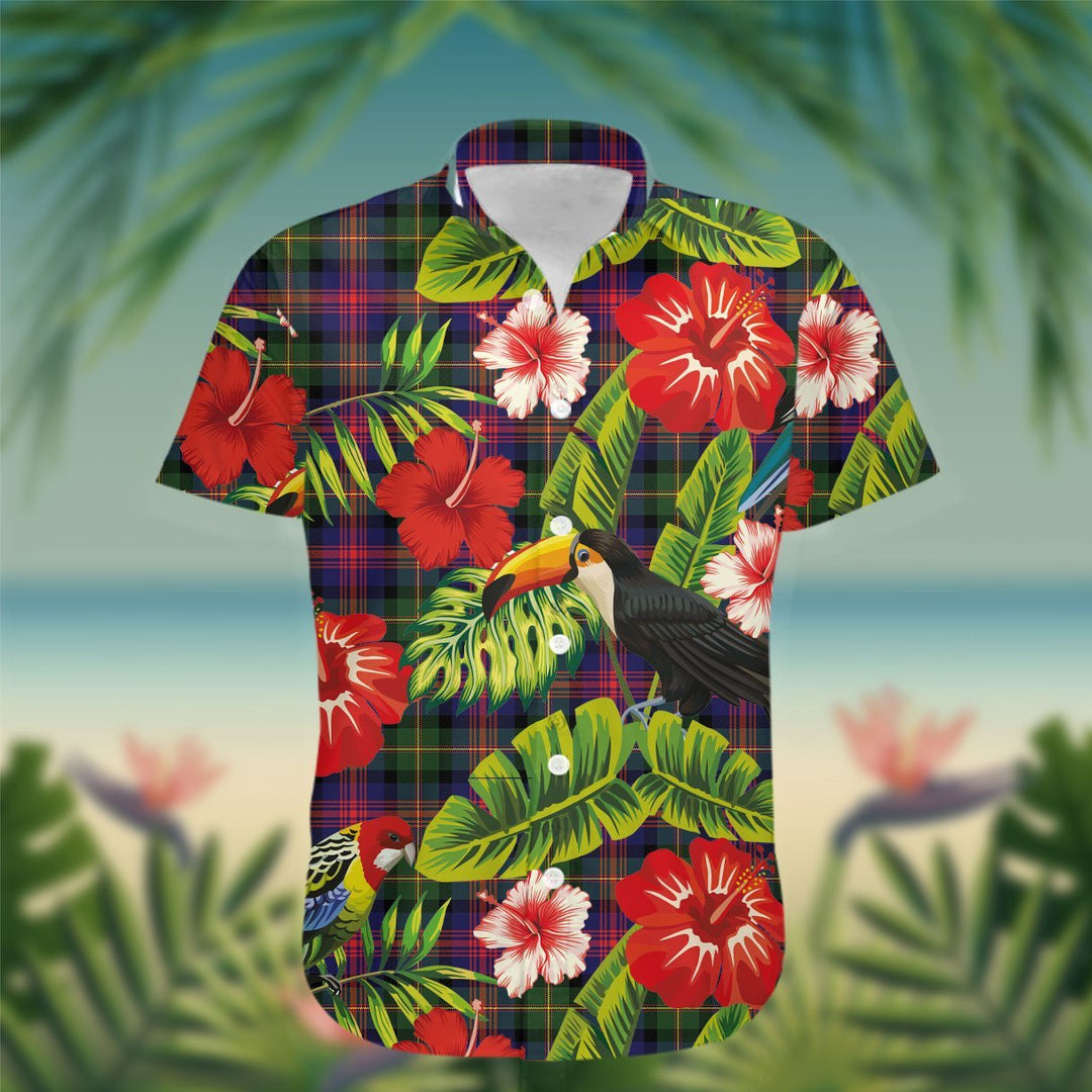 Logan Tartan Hawaiian Shirt Hibiscus, Coconut, Parrot, Pineapple - Tropical Garden Shirt