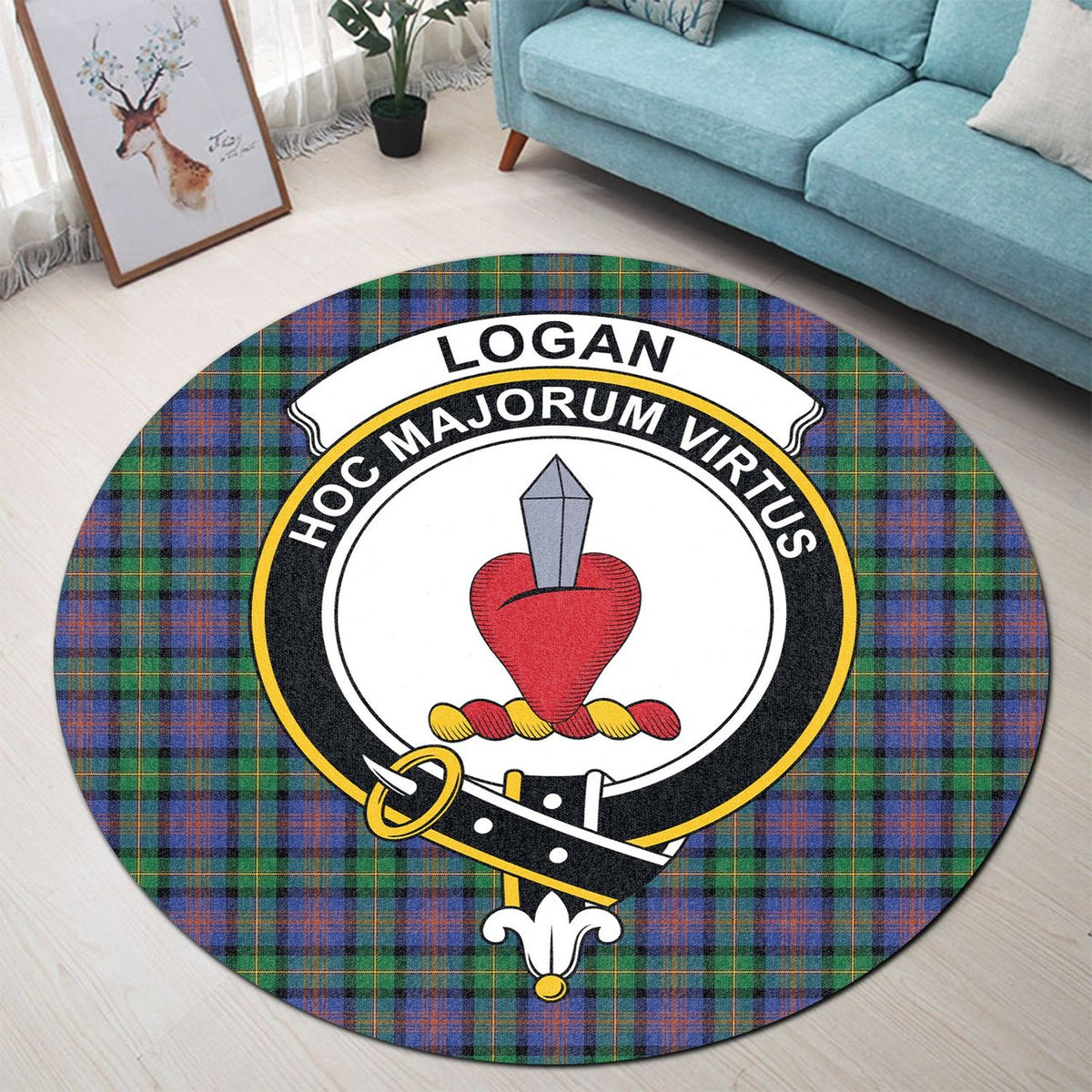 Logan Ancient Tartan Crest Round Rug