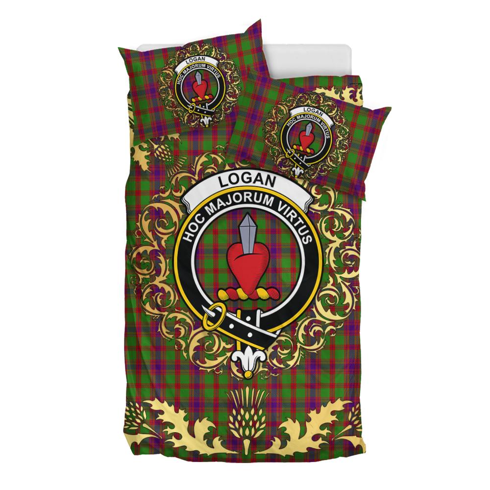 Logan Light Tartan Crest Bedding Set - Golden Thistle Style