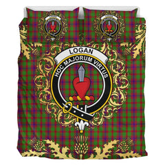 Logan Light Tartan Crest Bedding Set - Golden Thistle Style