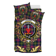 Logan Modern Tartan Crest Bedding Set - Golden Thistle Style