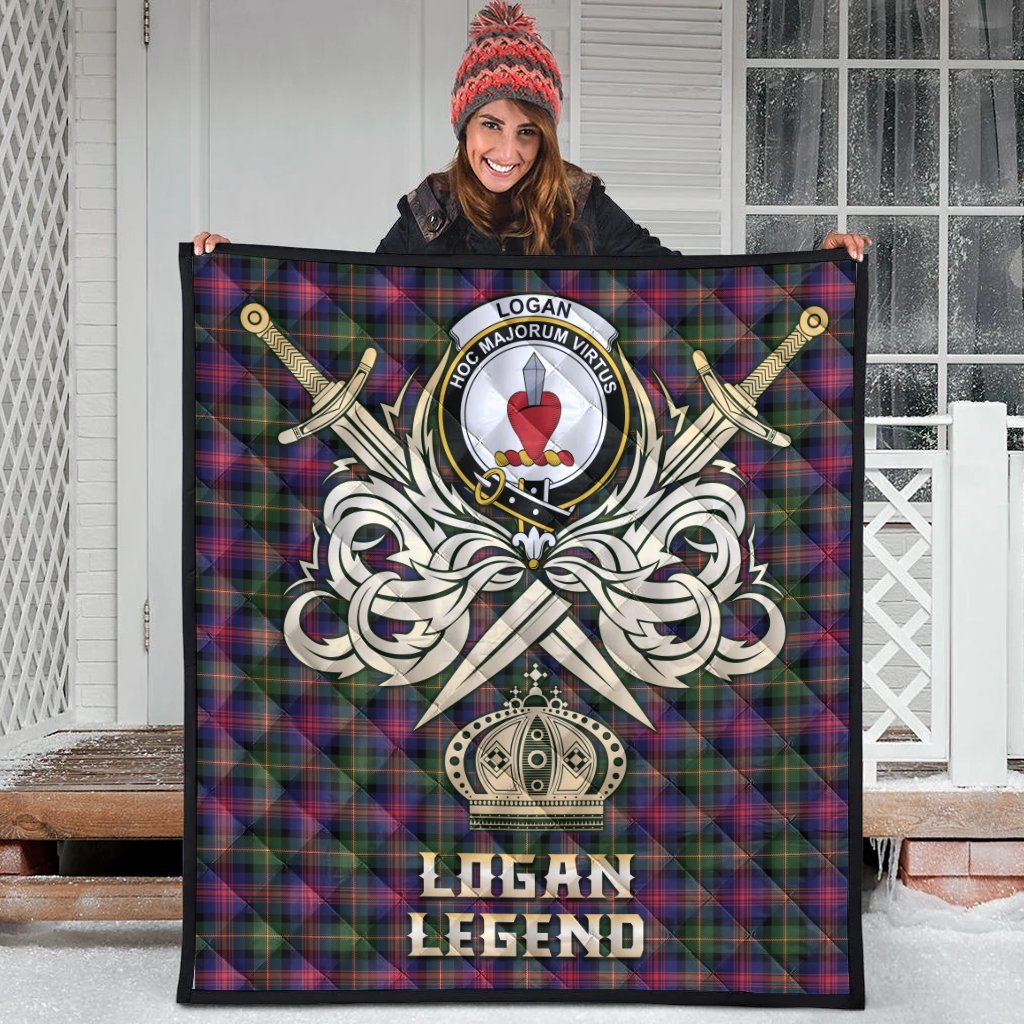 Logan Modern Tartan Crest Legend Gold Royal Premium Quilt