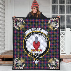 Logan Modern Tartan Crest Premium Quilt - Gold Thistle Style