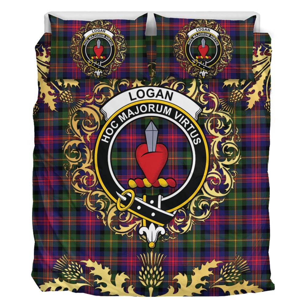 Logan Modern Tartan Crest Bedding Set - Golden Thistle Style