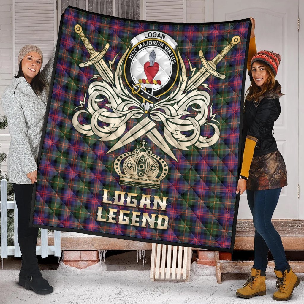 Logan Modern Tartan Crest Legend Gold Royal Premium Quilt