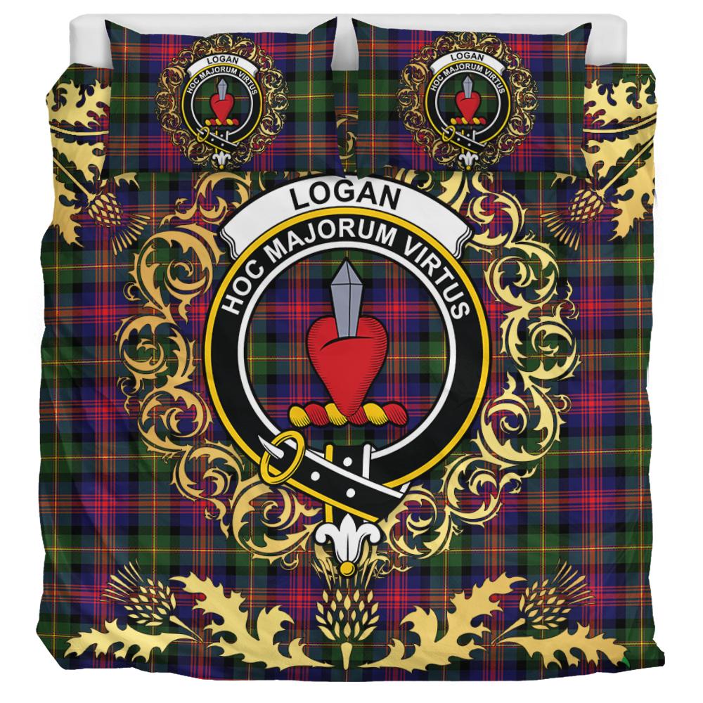 Logan Modern Tartan Crest Bedding Set - Golden Thistle Style