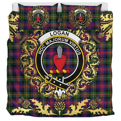 Logan Modern Tartan Crest Bedding Set - Golden Thistle Style