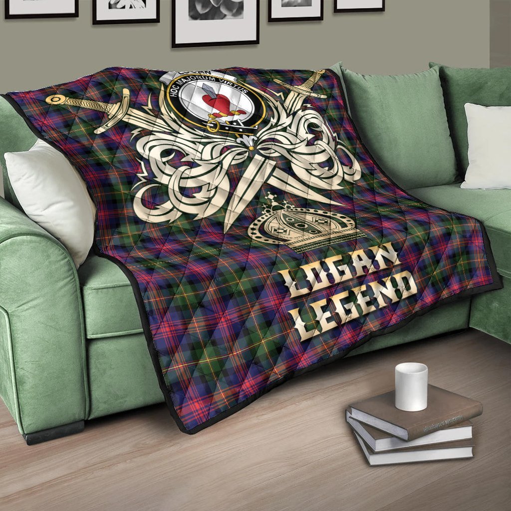 Logan Modern Tartan Crest Legend Gold Royal Premium Quilt