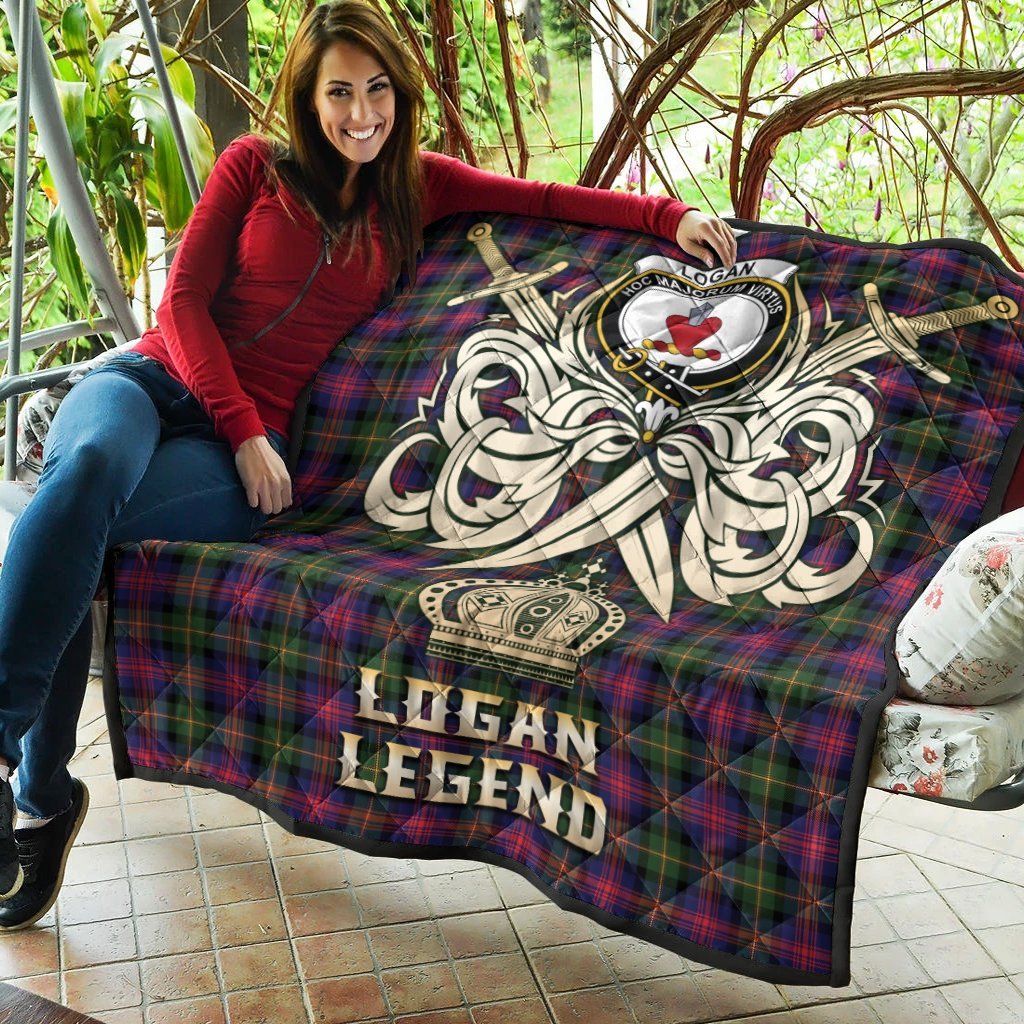 Logan Modern Tartan Crest Legend Gold Royal Premium Quilt