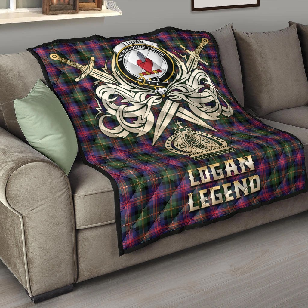 Logan Modern Tartan Crest Legend Gold Royal Premium Quilt