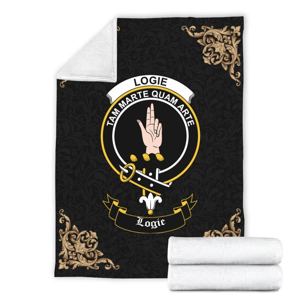 Logie Crest Tartan Premium Blanket Black