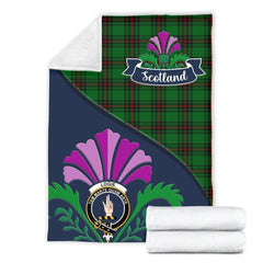 Logie Tartan Crest Premium Blanket - Thistle Style