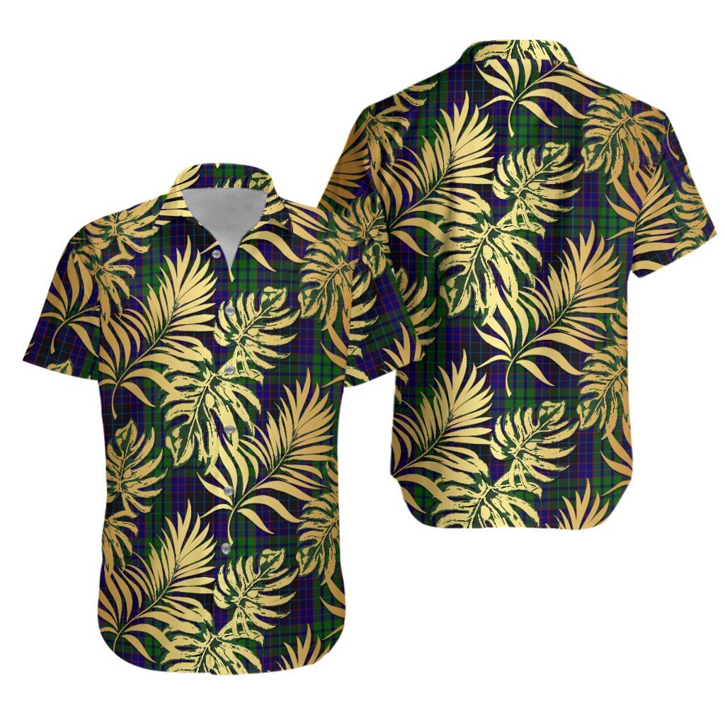 Lumsden Green Tartan Vintage Leaves Hawaiian Shirt
