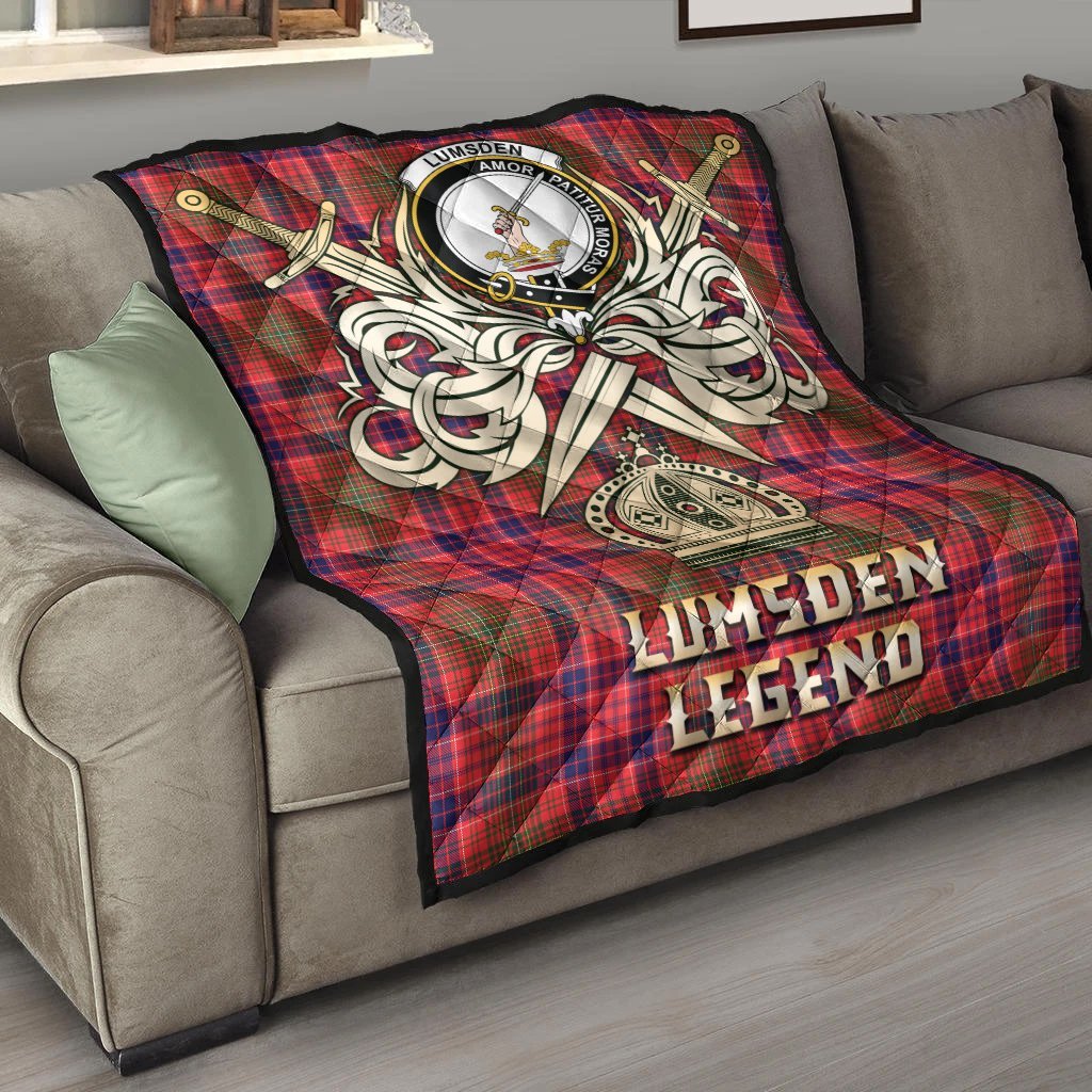 Lumsden Modern Tartan Crest Legend Gold Royal Premium Quilt