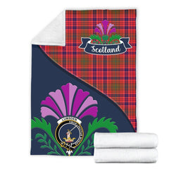 Lumsden Tartan Crest Premium Blanket - Thistle Style