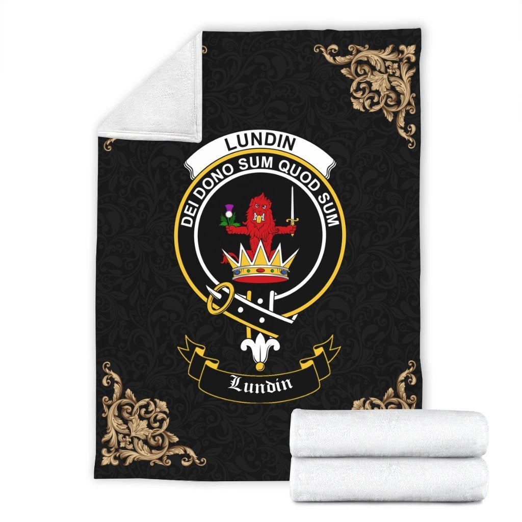 Lundin Crest Tartan Premium Blanket Black