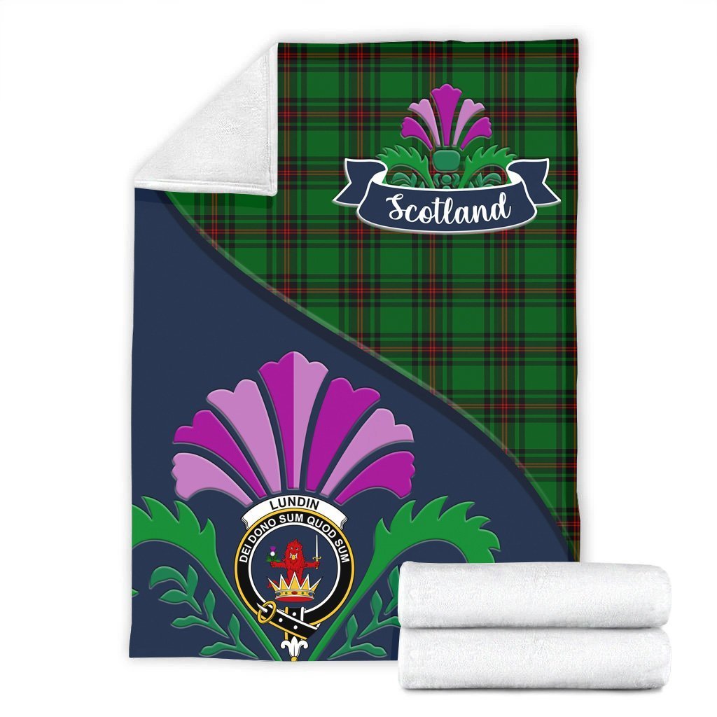 Lundin Tartan Crest Premium Blanket - Thistle Style