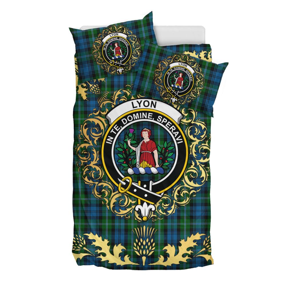 Lyon Tartan Crest Bedding Set - Golden Thistle Style